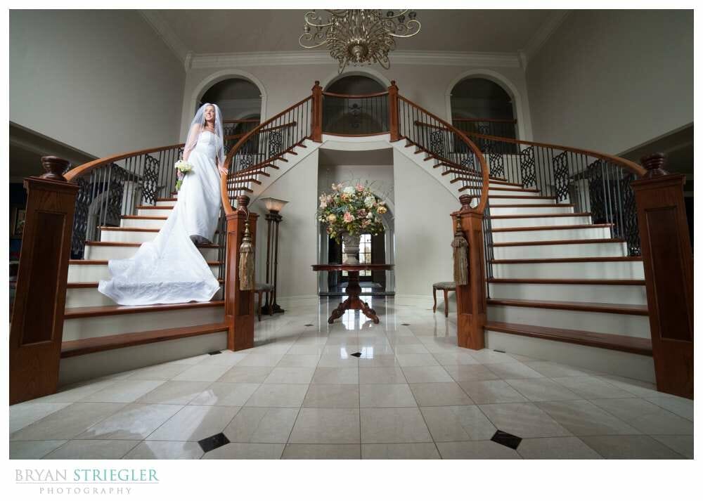 Staircase Bridal Portraits wide angle
