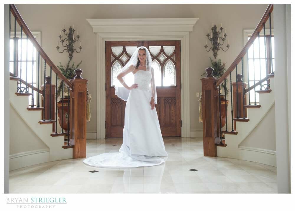 Staircase Bridal Portraits in front of door