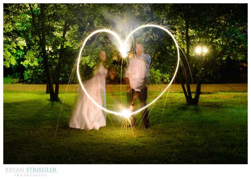 making a heart with sparklers