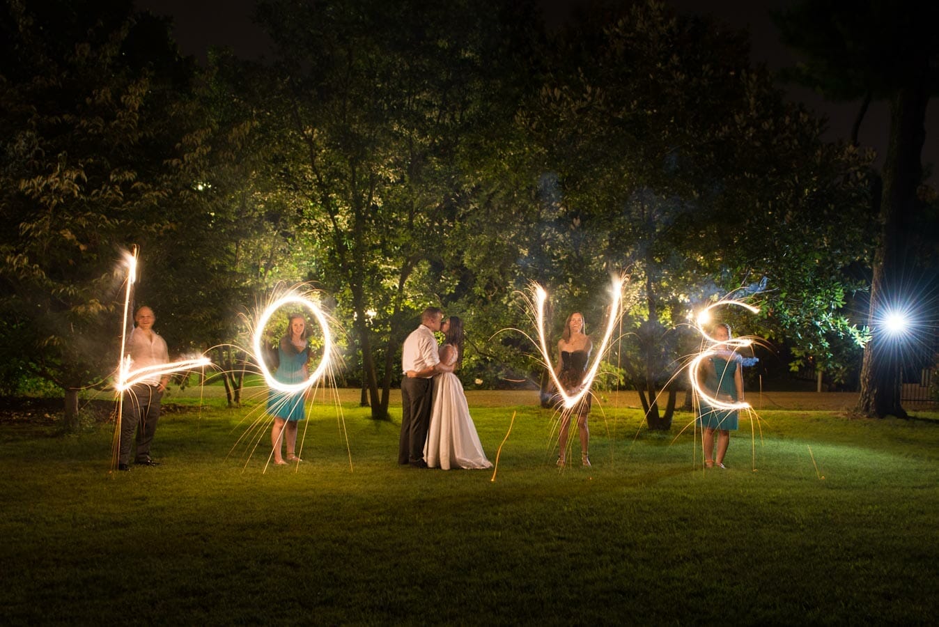 Spelling love with sparklers