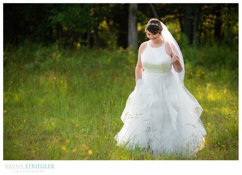 bridal portraits in a field