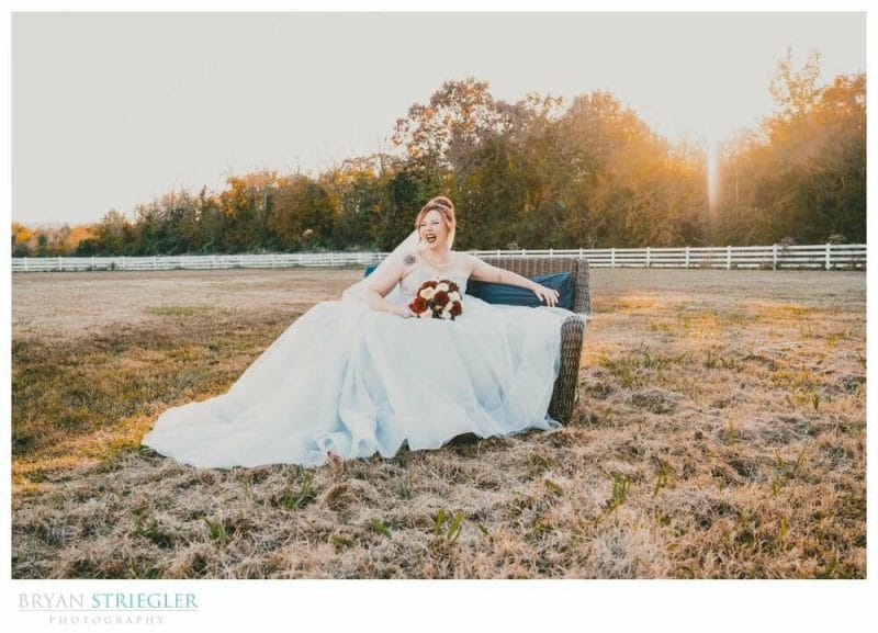 bridal portraits on a couch
