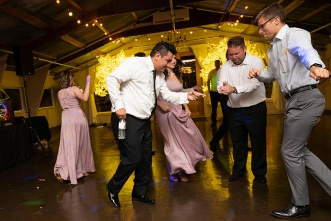 fun dancing at wedding