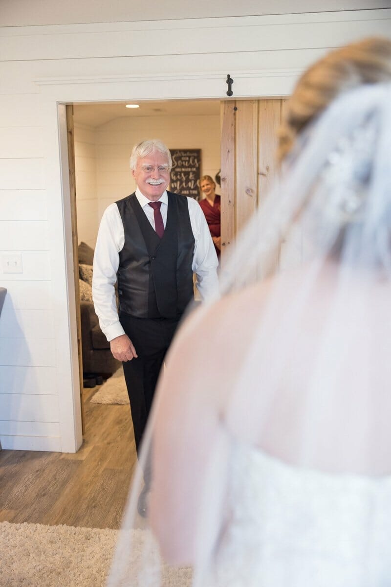 first look with dad and bride