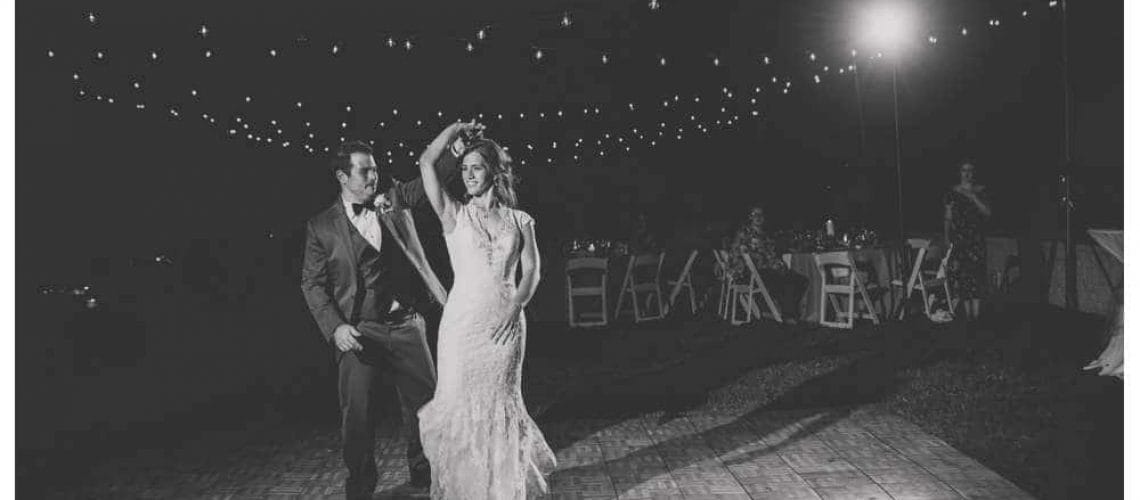 first dance with lights in background