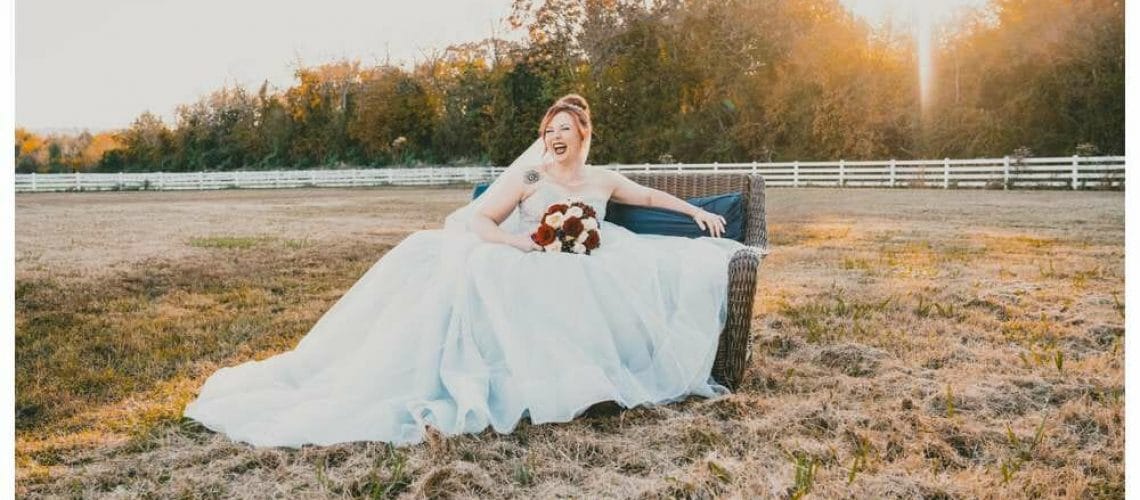 bridal portraits on a couch