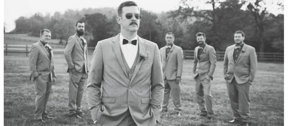 groomsmen looking cool in black and white